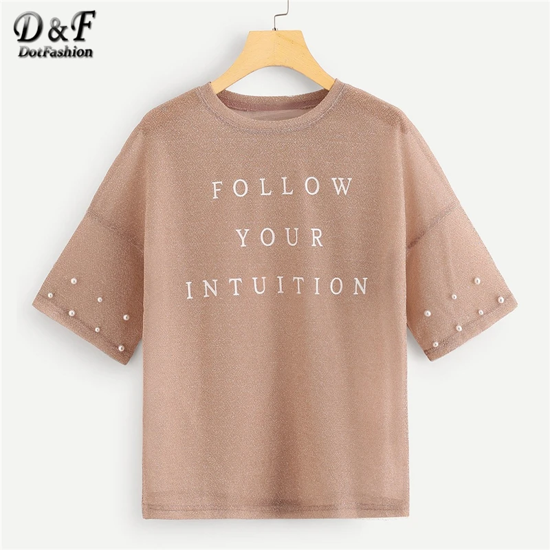 Dotfashion Pink Drop Shoulder Pearl Beading Glitter T-Shirt Women 2019 Casual Summer Half Sleeve Tee Korean Fashion Clothes Top
Dotfashion Pink Drop Shoulder Pearl Beading Glitter T-Shirt Women 2019 Casual Summer Half Sleeve Tee Korean Fashion Clothes Top