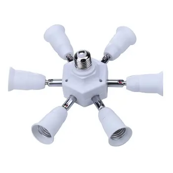 

New 1 Socket into 7 Standard E27 Base Light Lamp Bulb Splitter Adapters Holder Socket for Home Studio daylight bulbs