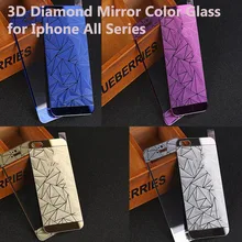 Front+Back 3D Diamond Mirror Color Tempered Glass Screen Protector for Iphone 4 4S 5 5S 5SE 6 6S plus Case Protective Film