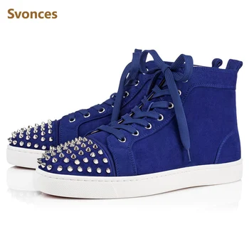 Unisex Blue Casual Sneakers High Top Flock Designer Fashion Rivets Mens Shoes Lace-up Comfortable Flats Platform Ankle Boots
Unisex Blue Casual Sneakers High Top Flock Designer Fashion Rivets Mens Shoes Lace-up Comfortable Flats Platform Ankle Boots