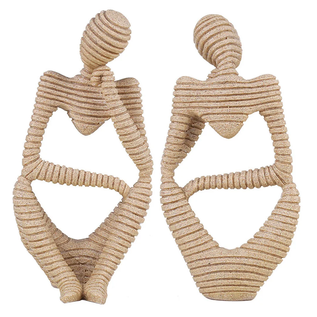 Nature Resin Sandstone Statues Abstract Characters Thinker Figure Hand Carved Figurine Crafts For Home Decor Accessories