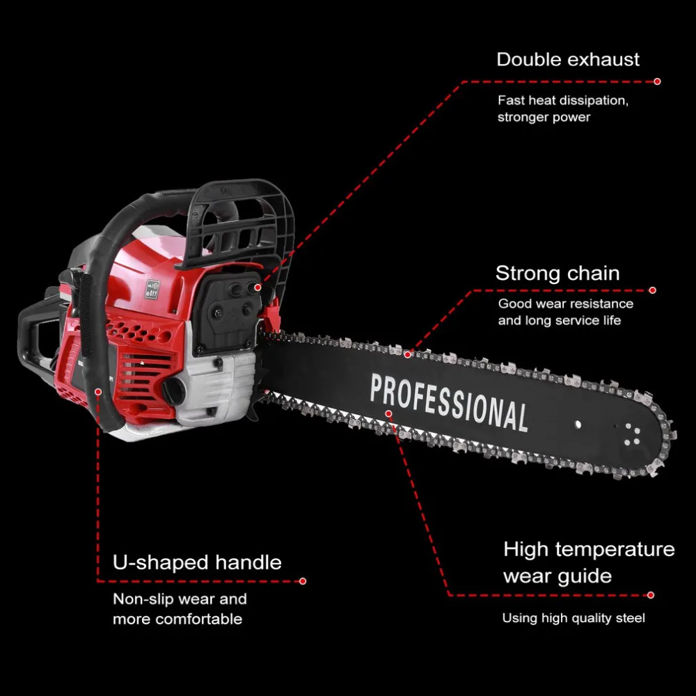 Newest 58cc Single Cylinder Air-Cooled 2-Stroke 20 Inch Gasoline Powered Chainsaw Cutter Chain Saw For Sawing Cutting
Newest 58cc Single Cylinder Air-Cooled 2-Stroke 20 Inch Gasoline Powered Chainsaw Cutter Chain Saw For Sawing Cutting