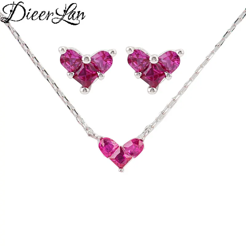 DIEERLAN 2019 Dubai Rhinestone Sets Jewelry for Women 925 Sterling Silver Red Heart Choker Necklaces Earrings Pendientes Brincos
DIEERLAN 2019 Dubai Rhinestone Sets Jewelry for Women 925 Sterling Silver Red Heart Choker Necklaces Earrings Pendientes Brincos
