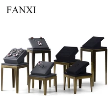 FANXI New Metal Jewelry Display Stand Set Ring Necklace Bracelet Display Holder Shelf Black Leather Jewelry Organizer Showcase
FANXI New Metal Jewelry Display Stand Set Ring Necklace Bracelet Display Holder Shelf Black Leather Jewelry Organizer Showcase