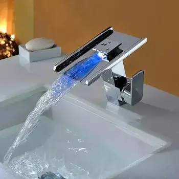 Square LED basin Faucet Bathroom waterfall Faucet Brass LED Waterfall Taps Water Power Basin Led Tap Mixer Torneira
Square LED basin Faucet Bathroom waterfall Faucet Brass LED Waterfall Taps Water Power Basin Led Tap Mixer Torneira