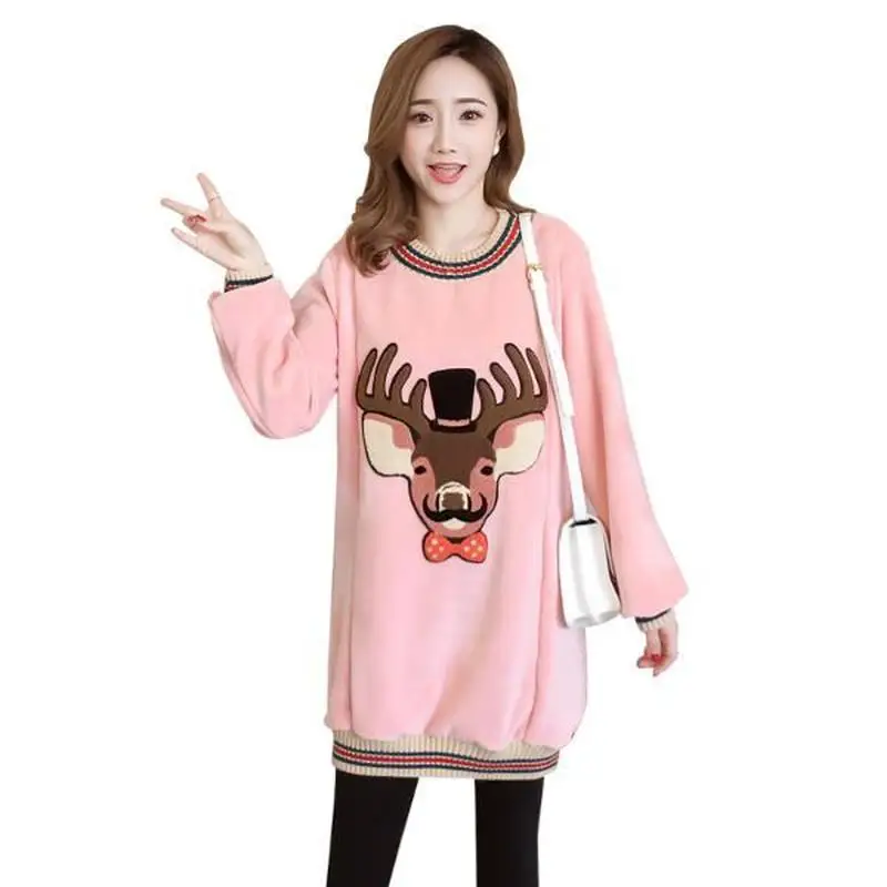 Winter Warm Velvet PregmancyTshirt for Pregnant Women Fashion Cartoon Deep Maternity Tops Winter Chistmas Maternity Clothes
Winter Warm Velvet PregmancyTshirt for Pregnant Women Fashion Cartoon Deep Maternity Tops Winter Chistmas Maternity Clothes