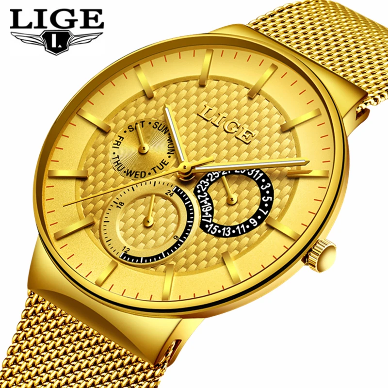 LIGE Top Luxury Brand Ultra-thin Business Quartz Watch Men's Casual Mesh Steel Gold Waterproof Sport Watch Relogio Masculino 
LIGE Top Luxury Brand Ultra-thin Business Quartz Watch Men's Casual Mesh Steel Gold Waterproof Sport Watch Relogio Masculino
