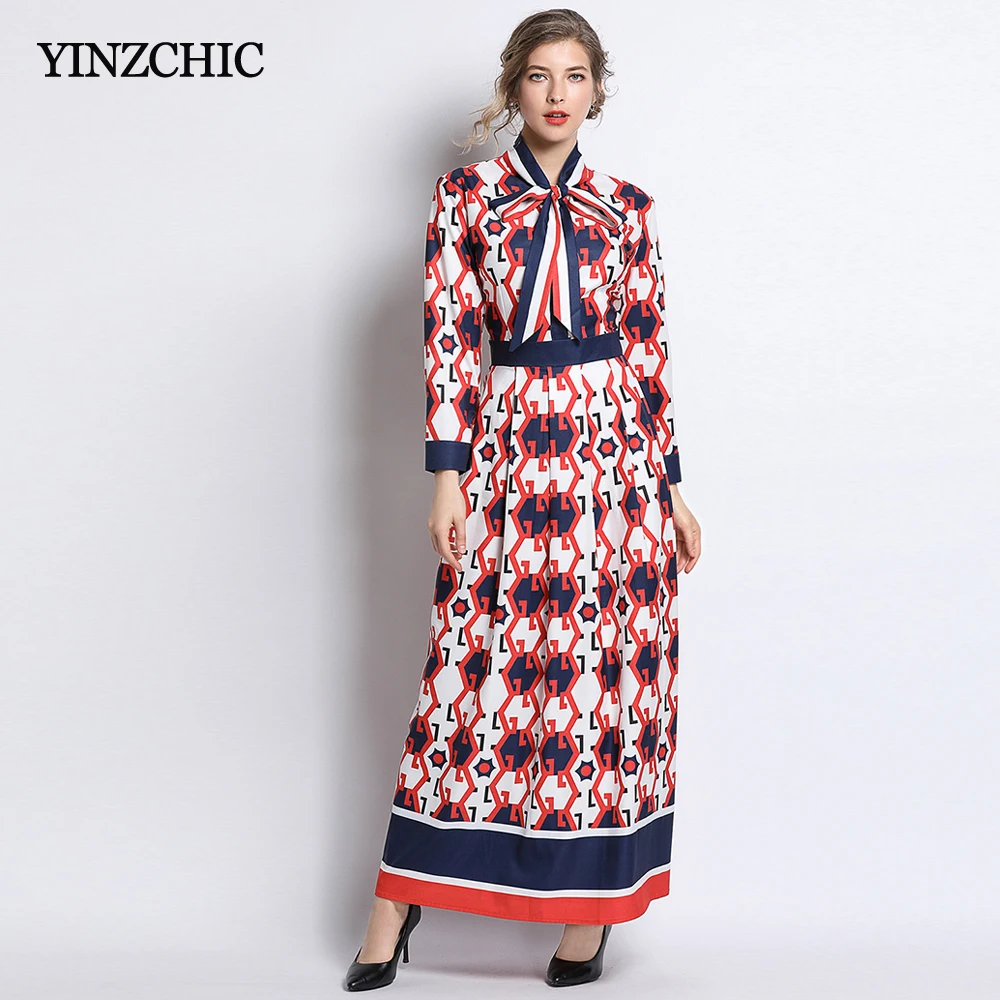 Runway Style Woman Spring Print Dress Bow Neck Female Maxi Party Dresses Slim Ladies A-line Long Dresses Womans Printed Dress
Runway Style Woman Spring Print Dress Bow Neck Female Maxi Party Dresses Slim Ladies A-line Long Dresses Womans Printed Dress
