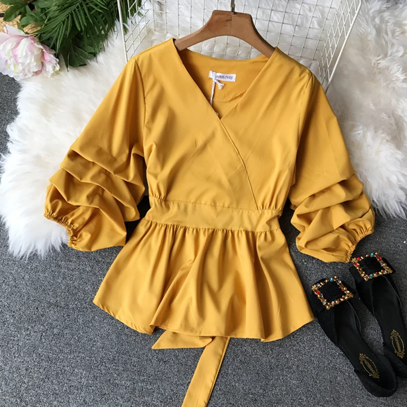 2019 Summer Autumn Chiffon Blouse Women Fold Three Quarter Sleeve Blouses Ladies tops Lace Up blusas mujer elegantes clothes
2019 Summer Autumn Chiffon Blouse Women Fold Three Quarter Sleeve Blouses Ladies tops Lace Up blusas mujer elegantes clothes