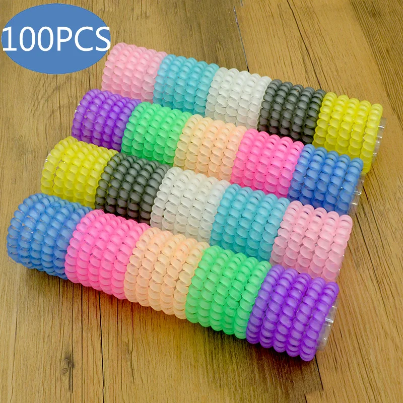 100 Pcs/Lot Colorful Telephone Traceless Wire Cord Line Rubber Band Gum Elastic Ponytail Holders Hair Band For Women Accessories
100 Pcs/Lot Colorful Telephone Traceless Wire Cord Line Rubber Band Gum Elastic Ponytail Holders Hair Band For Women Accessories