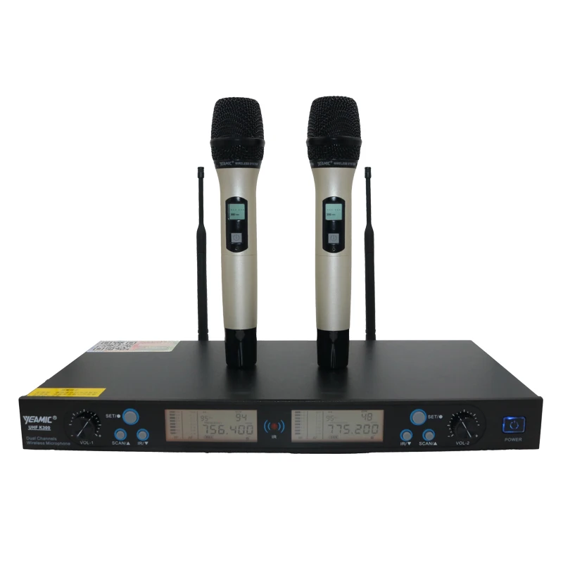 K300 WIRELESS Microphone Metal construction PRO Karaoke UHF Dual 2 Channel LED System with 2 MIC Fixed Frequency
K300 WIRELESS Microphone Metal construction PRO Karaoke UHF Dual 2 Channel LED System with 2 MIC Fixed Frequency