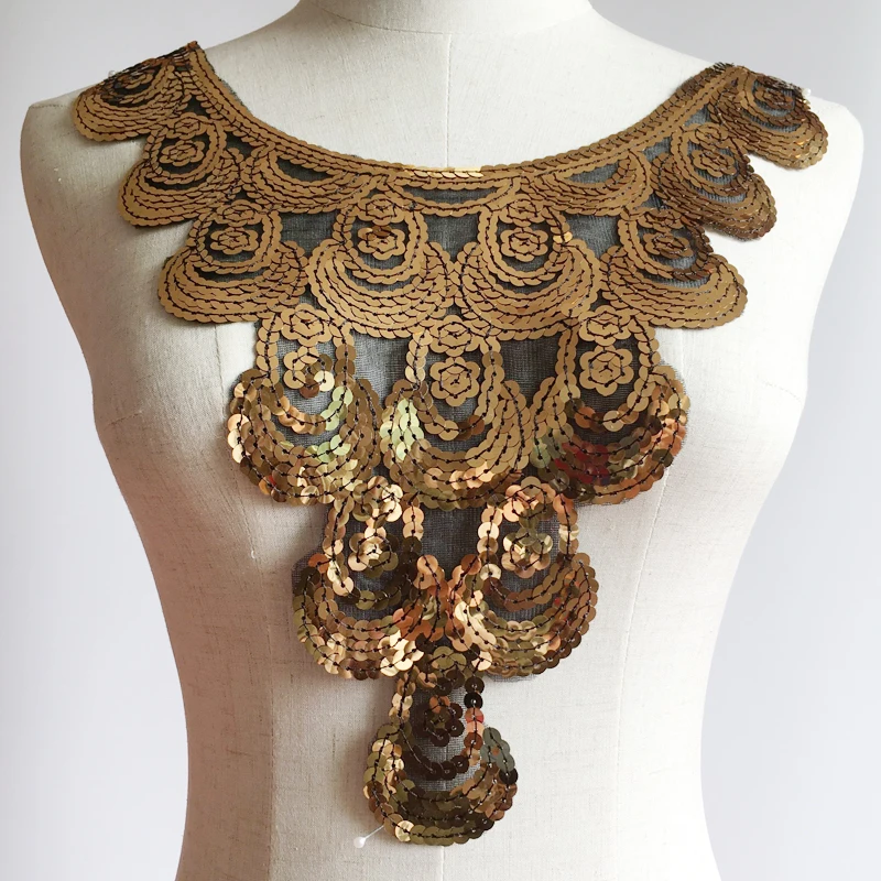 New! 1 Embroidered Lace Neckline Collar Golden Sequins Applique Motif Patches Scrapbooking Embossed Sewing Accessories NNHT344
New! 1 Embroidered Lace Neckline Collar Golden Sequins Applique Motif Patches Scrapbooking Embossed Sewing Accessories NNHT344