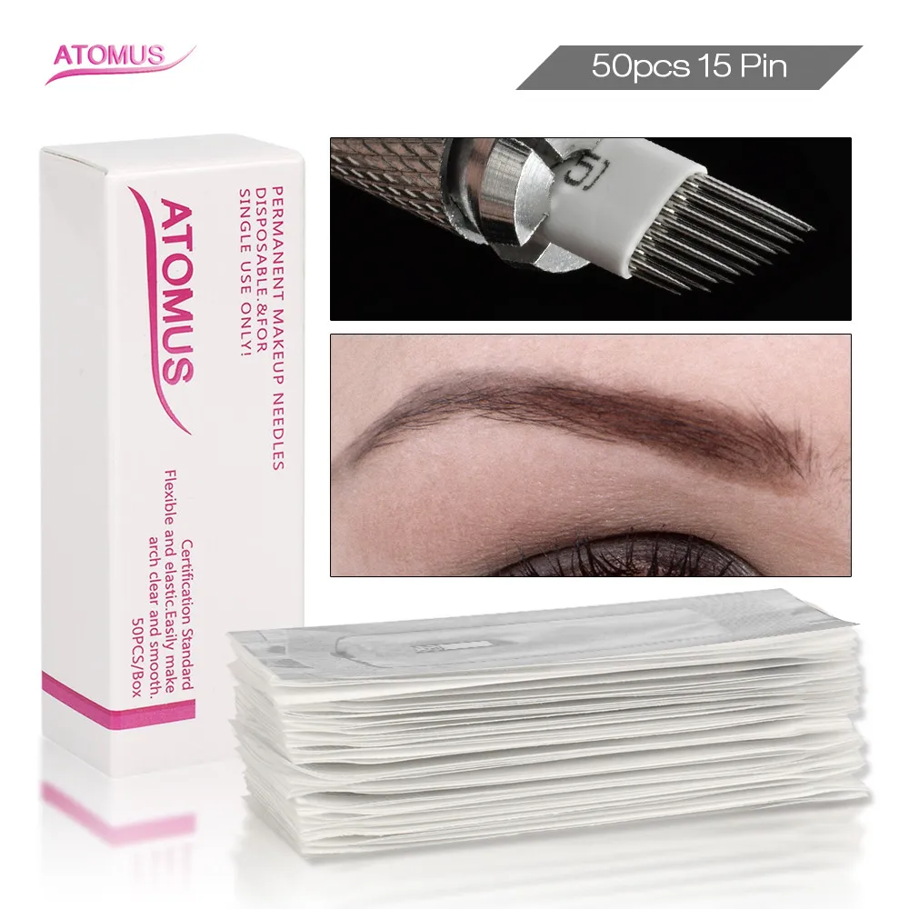 50PCS 15 Pins Double Rows Larger Curve Permanent Makeup Eyebrow Tattoo Needles Microblading For 3D Embroidery Manual Tattoo
50PCS 15 Pins Double Rows Larger Curve Permanent Makeup Eyebrow Tattoo Needles Microblading For 3D Embroidery Manual Tattoo