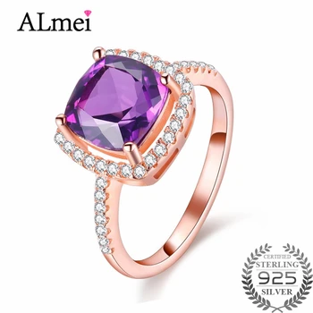 Almei Female 925 Sterling-Silver-Jewelry Amethyst Gemstone Rose Gold Color Statement Love Rings for Women with Gift Box 40%FJ018
Almei Female 925 Sterling-Silver-Jewelry Amethyst Gemstone Rose Gold Color Statement Love Rings for Women with Gift Box 40%FJ018