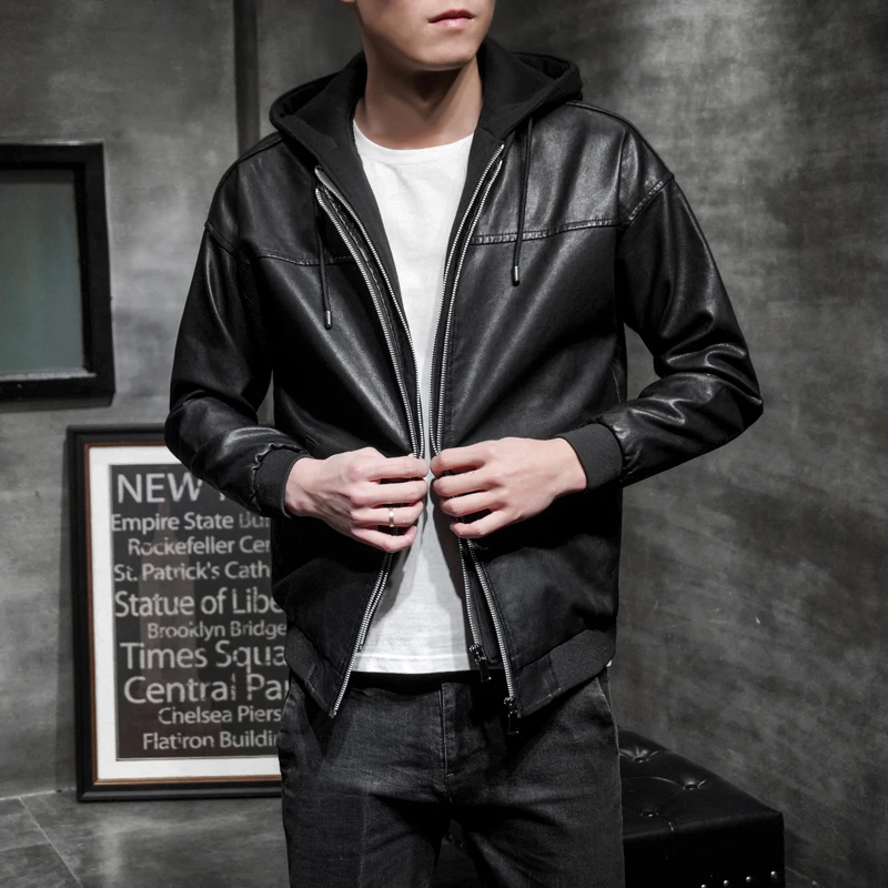 Black Jackets Mens Bomber Leather Jacket Mens Hooded Leather Jacket Mens Veste Moto Homme Casaca De Cuero Hombre Cortas 2019
Black Jackets Mens Bomber Leather Jacket Mens Hooded Leather Jacket Mens Veste Moto Homme Casaca De Cuero Hombre Cortas 2019