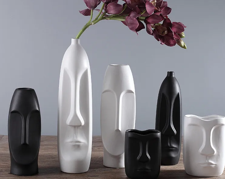 Nordic Minimalist Ceramic Abstract Vase Black and White Human Face Creative Display Room Decorative Figue Head Shape Vase
Nordic Minimalist Ceramic Abstract Vase Black and White Human Face Creative Display Room Decorative Figue Head Shape Vase