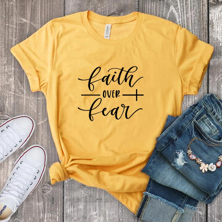 Faith Over Fear Christian T-Shirt Religion Clothing For Women Faith Shirt Graphic Fearless Slogan Vintage Grunge Tops Girl tees
Faith Over Fear Christian T-Shirt Religion Clothing For Women Faith Shirt Graphic Fearless Slogan Vintage Grunge Tops Girl tees