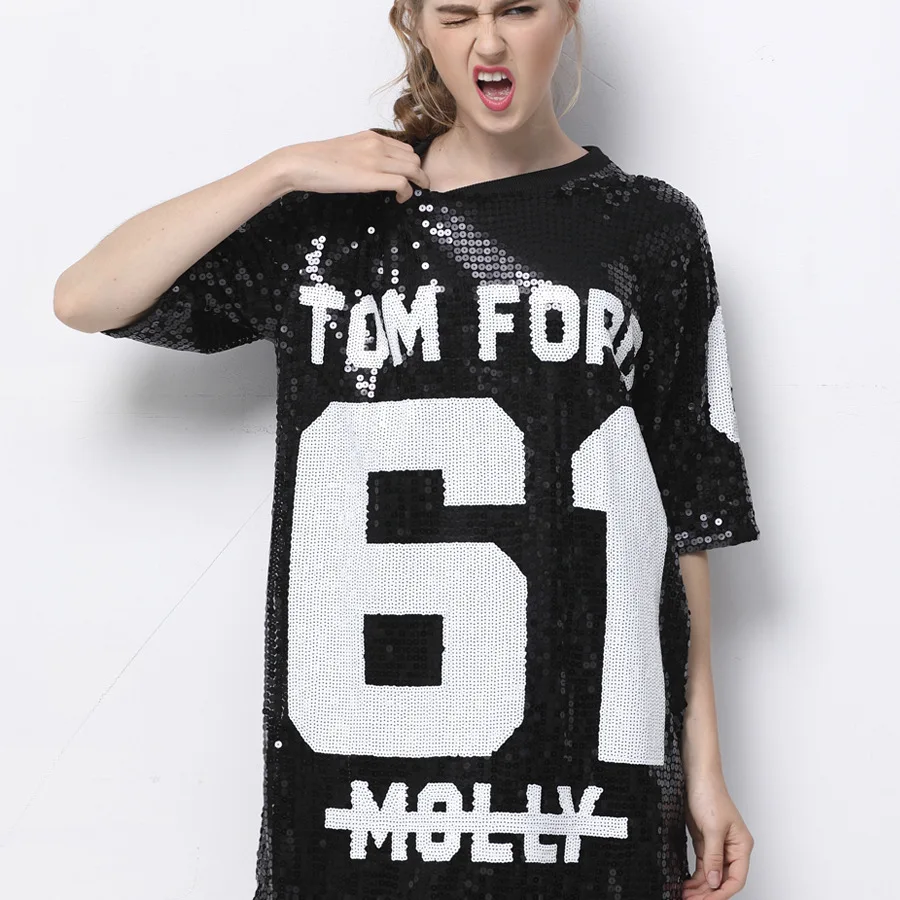 Summer Embroidery Sequined bling loose Club Dance Dress Long Version T-shirt Hip hop
Summer Embroidery Sequined bling loose Club Dance Dress Long Version T-shirt Hip hop