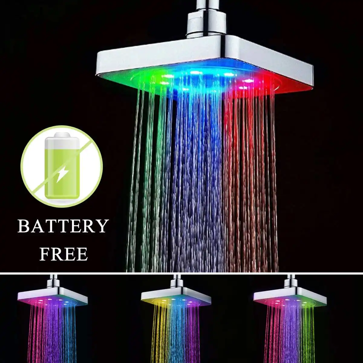 6 Inch Square 7 Colors Changing LED Shower Head Home Bathroom Auto Change Water Glow Light Rainfall Sprinkler Faucet Sprayer
6 Inch Square 7 Colors Changing LED Shower Head Home Bathroom Auto Change Water Glow Light Rainfall Sprinkler Faucet Sprayer