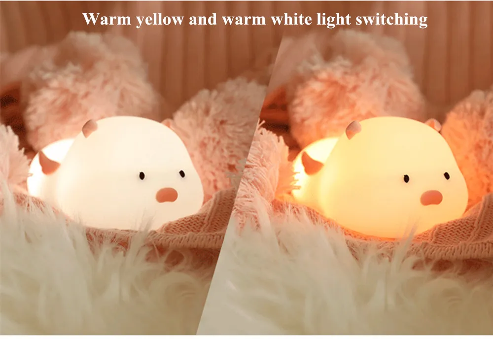 SuperNight Cute Pig LED Night Light Colorful Timing Dimmable Magnetic USB Silicone Bedroom Bedside Lamp for Children Kids Baby (21)_