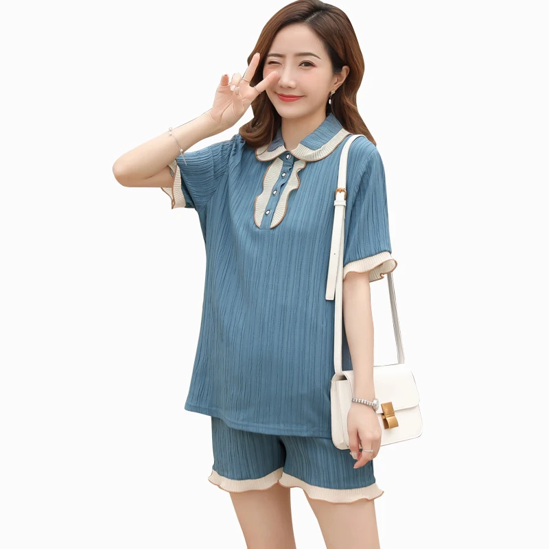 Summer pregnant women clothes set loose belly shorts+short-sleeved peter pan collar shirts maternity two-piece suits twinset
Summer pregnant women clothes set loose belly shorts+short-sleeved peter pan collar shirts maternity two-piece suits twinset