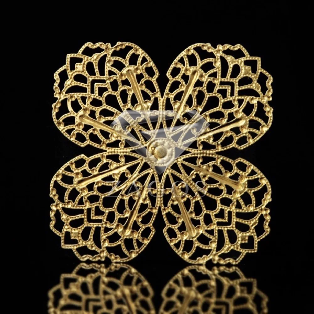 

5Pcs Raw Brass 43x43x0.5mm Cabochon Setting Flower Filigree Links Jewelry Making Finding Fit Bracelet Necklace Wholesale MB0554