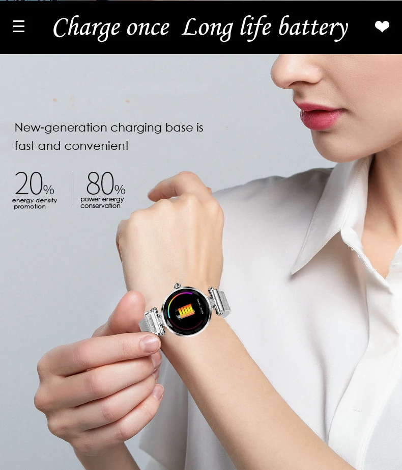 H1 Women Fashion Smartwatch Wearable Device Bluetooth Pedometer Heart Rate Monitor Smart Watch For AndroidIOS Smart Bracelet (11)