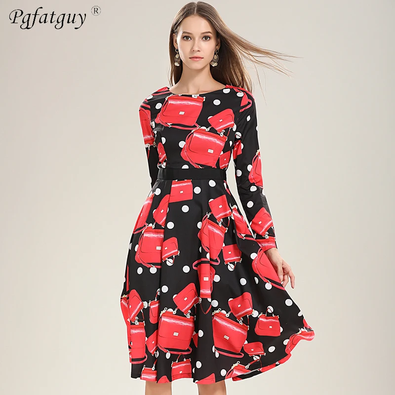 2018 Autumn Women Vintage Bags Pattern Printing Dress Long Sleeve O Neck Casual Dress European Style A-line Long Dress Vestidos
2018 Autumn Women Vintage Bags Pattern Printing Dress Long Sleeve O Neck Casual Dress European Style A-line Long Dress Vestidos