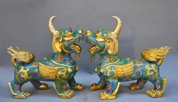 Old Chinese FengShui bronze Cloisonne Enamel Foo Dog unicorn Pixiu Beast Statue
Old Chinese FengShui bronze Cloisonne Enamel Foo Dog unicorn Pixiu Beast Statue