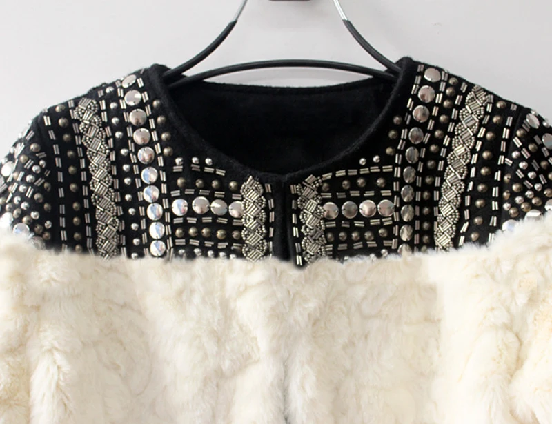 Viyana - Winter Fall Women Warm Faux Fur Coat Handmade Beading Rivet Long Sleeve Boho Style Outwear Jacket Viyana - Winter Fall Women Warm Faux Fur Coat Handmade Beading Rivet Long Sleeve Boho Style Outwear Jacket