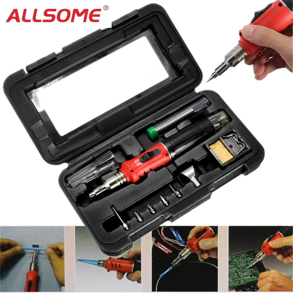 ALLSOME HS-1115K 10 in 1 Welding Kit Blow Torch Professional Butane Gas Solder Iron Soldering Tools HT1380
ALLSOME HS-1115K 10 in 1 Welding Kit Blow Torch Professional Butane Gas Solder Iron Soldering Tools HT1380