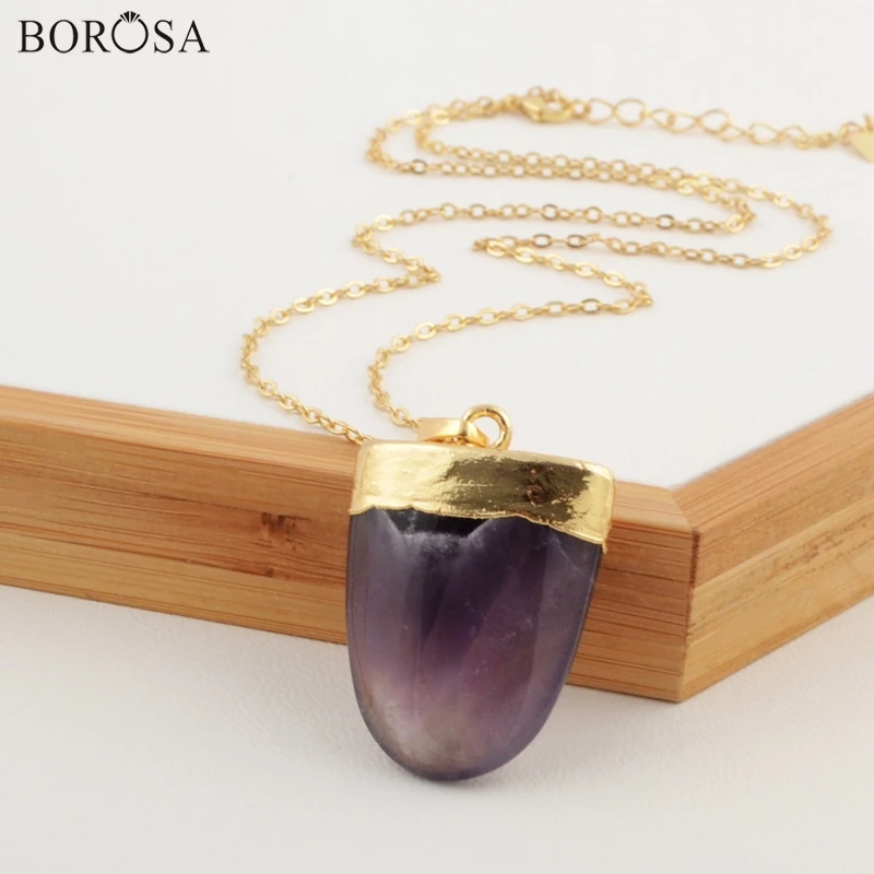 BOROSA Boho Women Necklace Shield Arrow Shape Natural Amethysts Multi-Color Fluorite Faceted Pendant
BOROSA Boho Women Necklace Shield Arrow Shape Natural Amethysts Multi-Color Fluorite Faceted Pendant