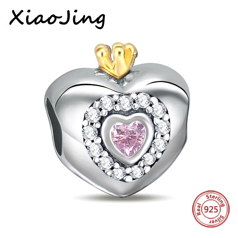 100% Authentic 925 Sterling-Silver-Jewelry Crown Heart With Pink CZ Princess Charm Beads Fit Pandora Bracelets Pendants DIY Gift 
100% Authentic 925 Sterling-Silver-Jewelry Crown Heart With Pink CZ Princess Charm Beads Fit Pandora Bracelets Pendants DIY Gift