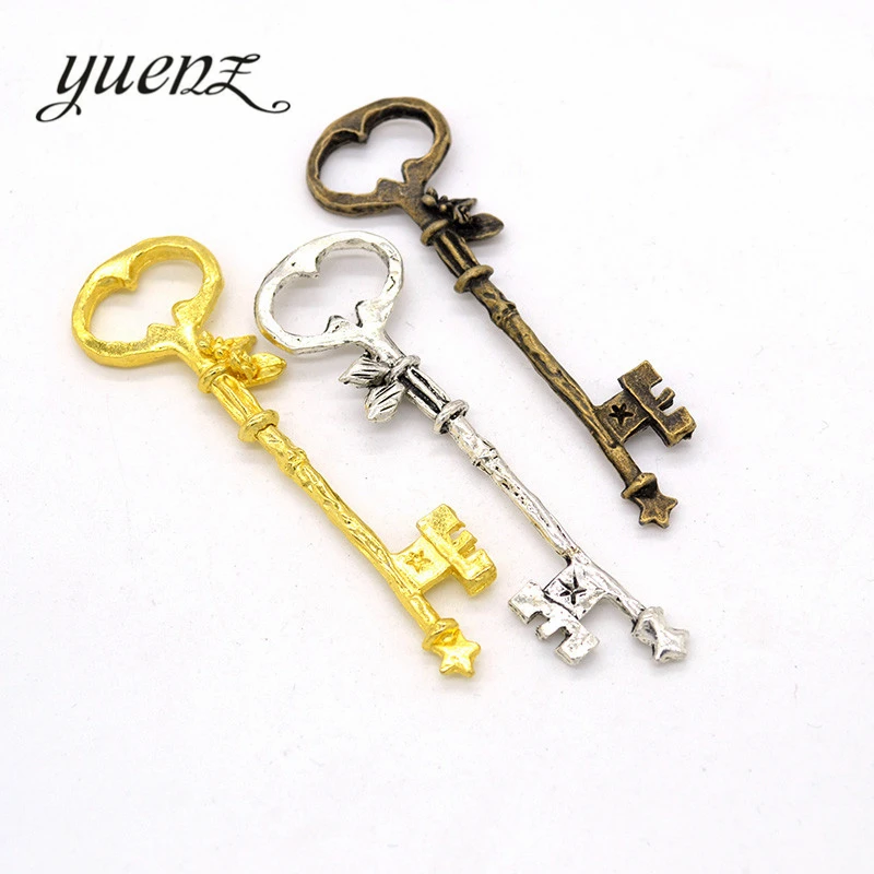 

YuenZ 3 pcs 3 colour Antique silver Plated key Charm Pendants for Jewelry Making DIY Accessories Jewelry Findings 76*21mm O203