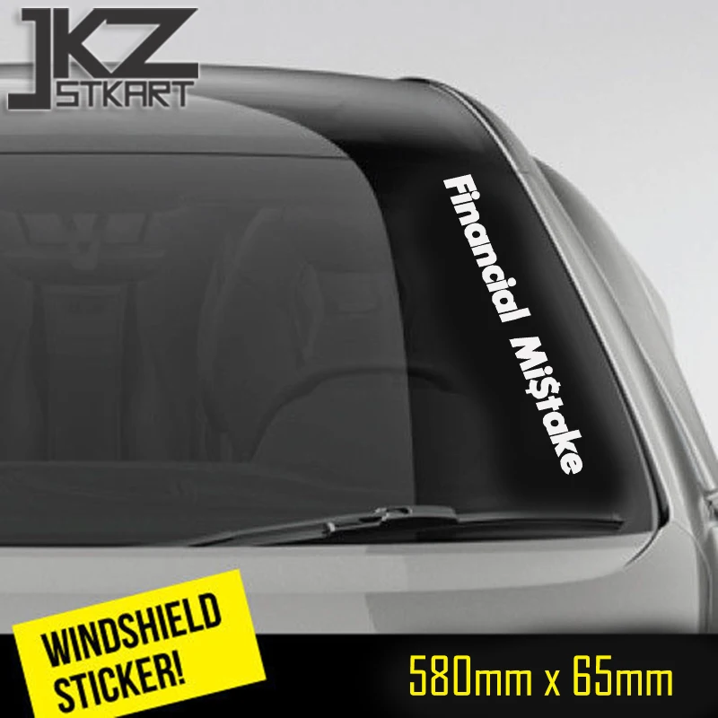 

JKZ STKART Vinyl Die Cut Car Sticker Decal Financial Mistake Hellaflush Windshield Sticker 58 x 6.5 cm for Car Truck ATV