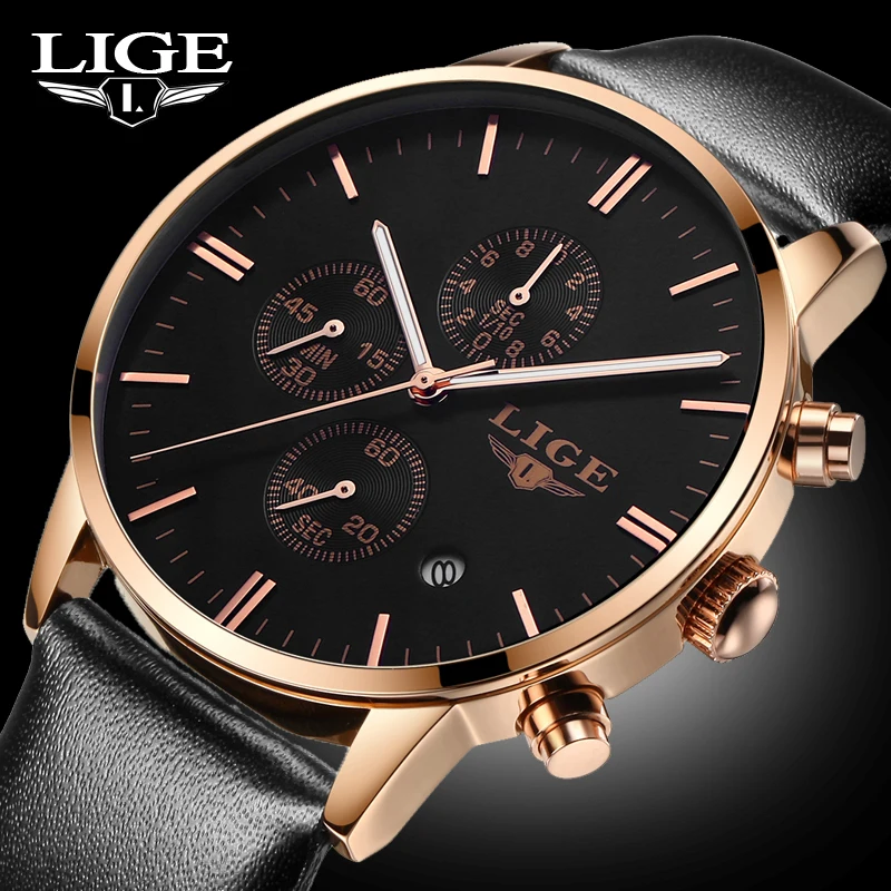 LIGE Brand Simple Fashion Casual Business Watches Men Waterproof Date Leather strap Quartz Watch Man Clock Relogios Masculino
LIGE Brand Simple Fashion Casual Business Watches Men Waterproof Date Leather strap Quartz Watch Man Clock Relogios Masculino