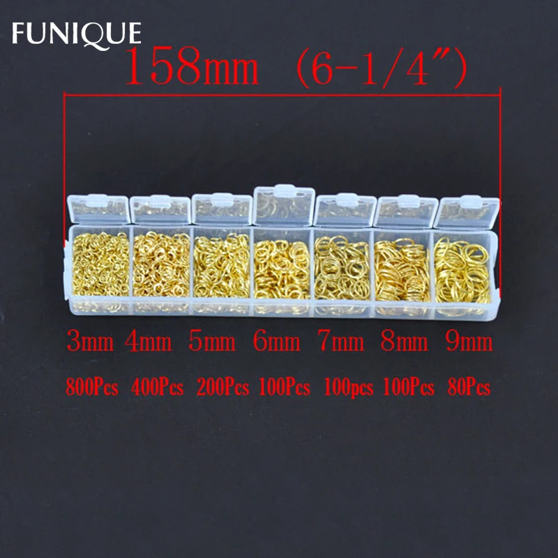 FUNIQUE Mixed Open Jump Rings 1Box(1780 PCs Assorted) Gold Color Split Rings For DIY Jewelry Making Metal Split Rings 3-9mm
FUNIQUE Mixed Open Jump Rings 1Box(1780 PCs Assorted) Gold Color Split Rings For DIY Jewelry Making Metal Split Rings 3-9mm