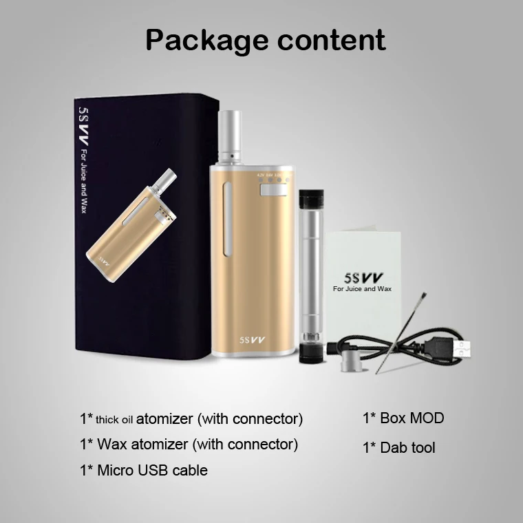 5S Vv Vaporizer Preheat 650Mah Wax Herbal Tank Vape Mods (2)