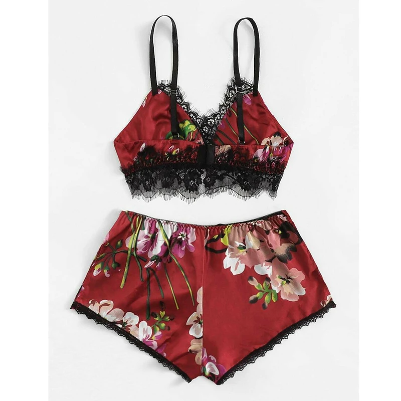 HIRIGIN Newest Women Satin Lace Pyjamas Sets Lady Sexy Sleepwear Babydoll Lingerie Nightwear Flower V-Neck Crop Top +Shorts
HIRIGIN Newest Women Satin Lace Pyjamas Sets Lady Sexy Sleepwear Babydoll Lingerie Nightwear Flower V-Neck Crop Top +Shorts