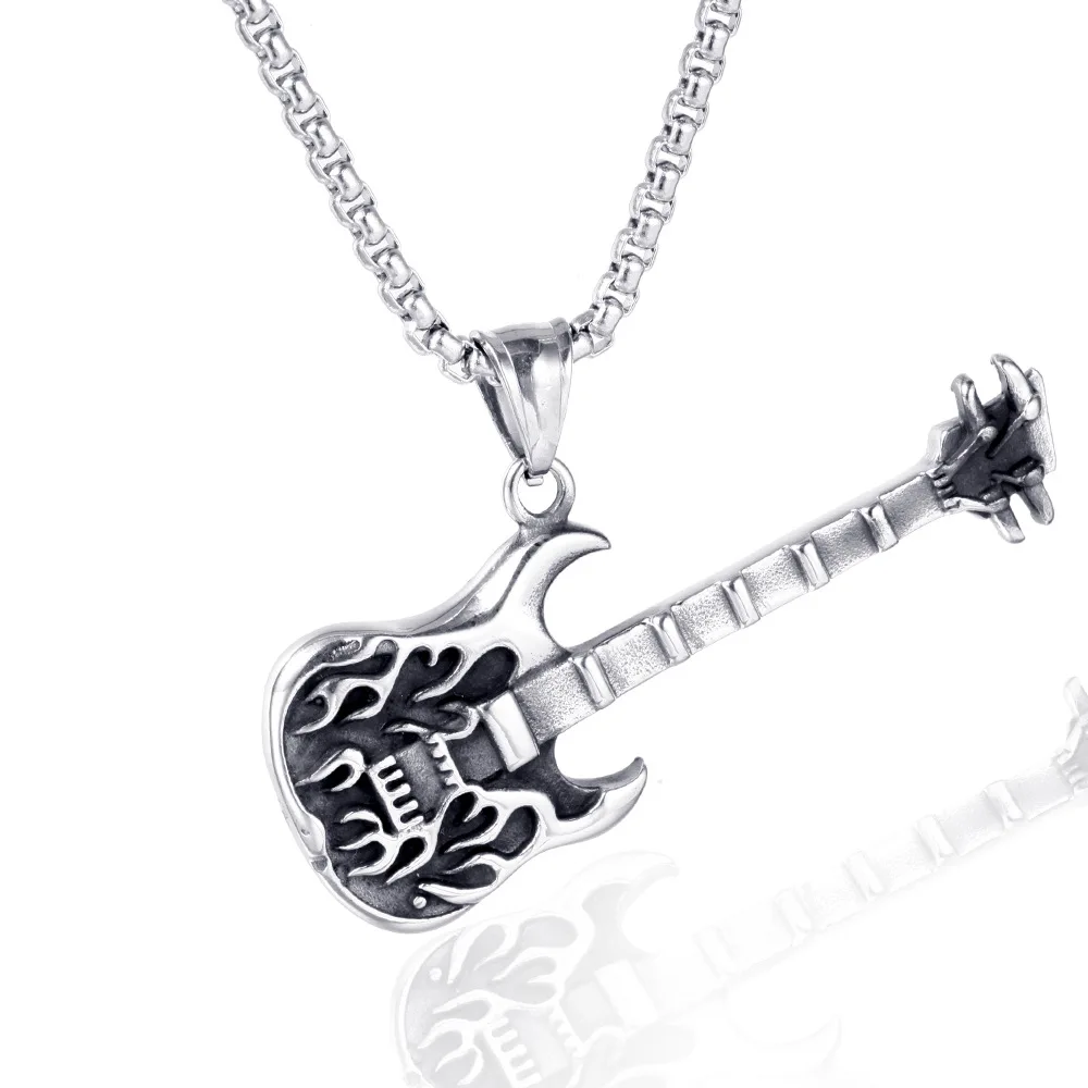 Stainless Steel Man Men Necklaces Chain Pendants Guitar Punk Rock Hip Hop Hellfire Personality for Male Boy Fashion Jewelry Gift
Stainless Steel Man Men Necklaces Chain Pendants Guitar Punk Rock Hip Hop Hellfire Personality for Male Boy Fashion Jewelry Gift