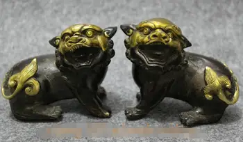 China FengShui Bronze Copper Gilt Wealth Foo Fu Dog Lion PiXiu Beast Statue Pair
China FengShui Bronze Copper Gilt Wealth Foo Fu Dog Lion PiXiu Beast Statue Pair