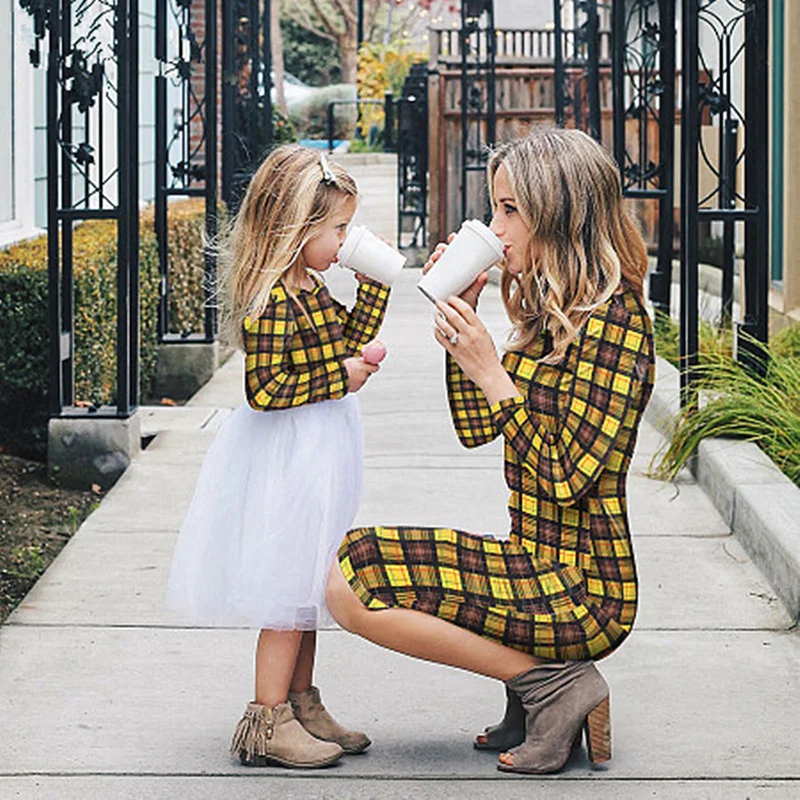 Mother Daughter Family Matching Long Sleeve Dress Summer Women Round Neck Color Plaid Beach Dresses
Mother Daughter Family Matching Long Sleeve Dress Summer Women Round Neck Color Plaid Beach Dresses