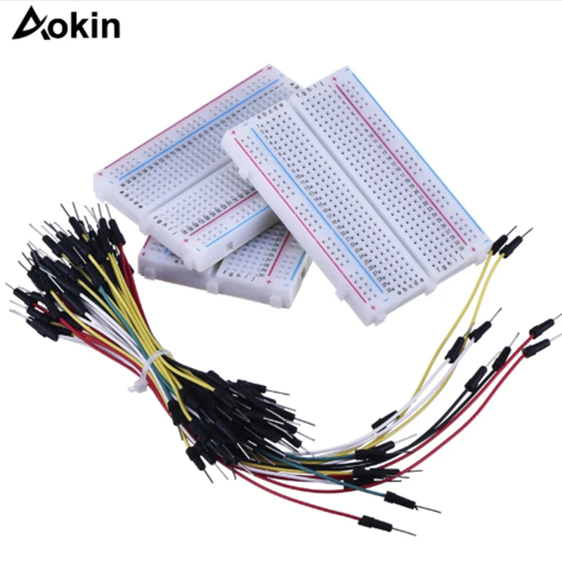 Aokin 3 Pieces 400 Point Holes Solderless Circuit Breadboard with 65 Pieces M/M Flexible Breadboard Jumper Wires For Arduino 
Aokin 3 Pieces 400 Point Holes Solderless Circuit Breadboard with 65 Pieces M/M Flexible Breadboard Jumper Wires For Arduino