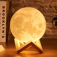 Drop Shipping 3D Print Moon Lamp 2colors LED Night Light for Home Christmas Decoration image