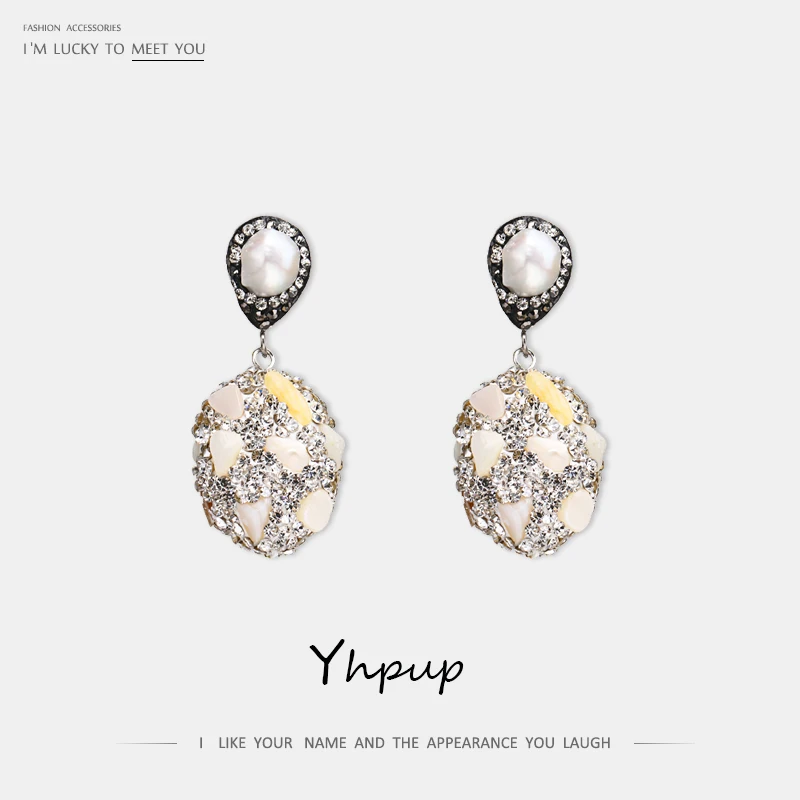 Yhpup Trendy Natural Pearls Luxury Rhinestone Dangle Earrings Crystal Bling Fashion Jewelry Pendants Women Bride Wedding Brincos
Yhpup Trendy Natural Pearls Luxury Rhinestone Dangle Earrings Crystal Bling Fashion Jewelry Pendants Women Bride Wedding Brincos
