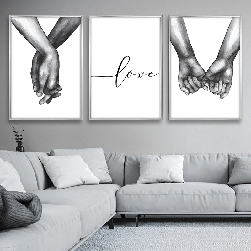 

Nordic Posters Prints Holding Hands Canvas Painting Wall Art Black And White Decoration Wall Pictures For Living Room Love Quote