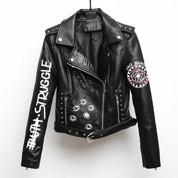 leather jacket women fashion faux leather jackets women PU leather motorcycle lapel Slim female short letters printed jacket
leather jacket women fashion faux leather jackets women PU leather motorcycle lapel Slim female short letters printed jacket