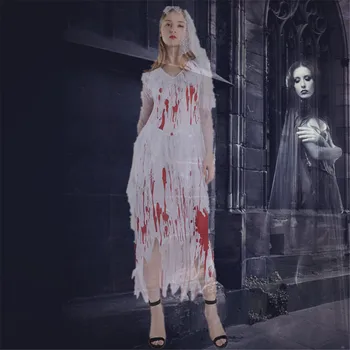 Halloween Scary White Bloody Mary Costume Cosplay Long Dress Halloween Theme Party Zombie Nurse Ghost Bride Costume
Halloween Scary White Bloody Mary Costume Cosplay Long Dress Halloween Theme Party Zombie Nurse Ghost Bride Costume