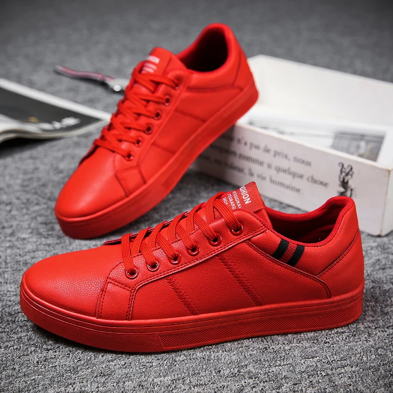 all red casual shoes