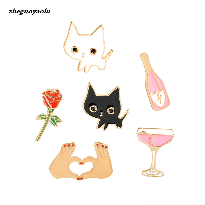 Fashion Brooch Creative Cute Cartoons Cat Wine Cocktail Rose Flower Heart Hand Badge Corsage Collar Metal Brooch Pins For Women
Fashion Brooch Creative Cute Cartoons Cat Wine Cocktail Rose Flower Heart Hand Badge Corsage Collar Metal Brooch Pins For Women